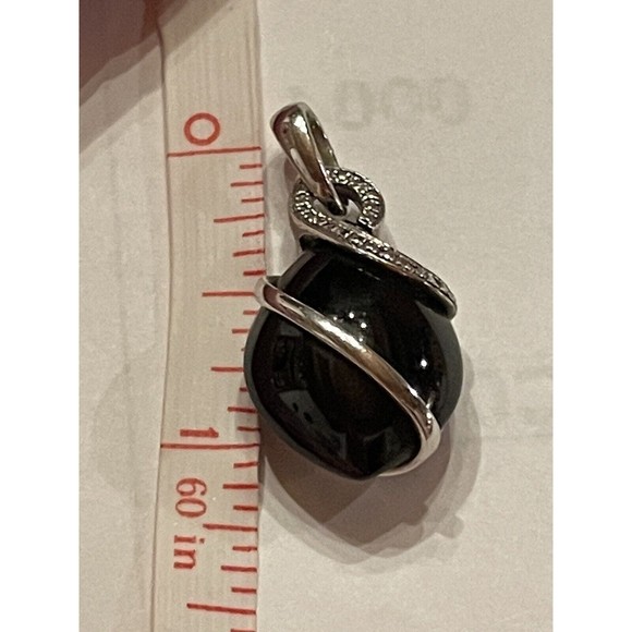 Sterling Silver 925 Black Onyx Cubic Zirconia Pendant EMA Jewlery Inc - Picture 11 of 11